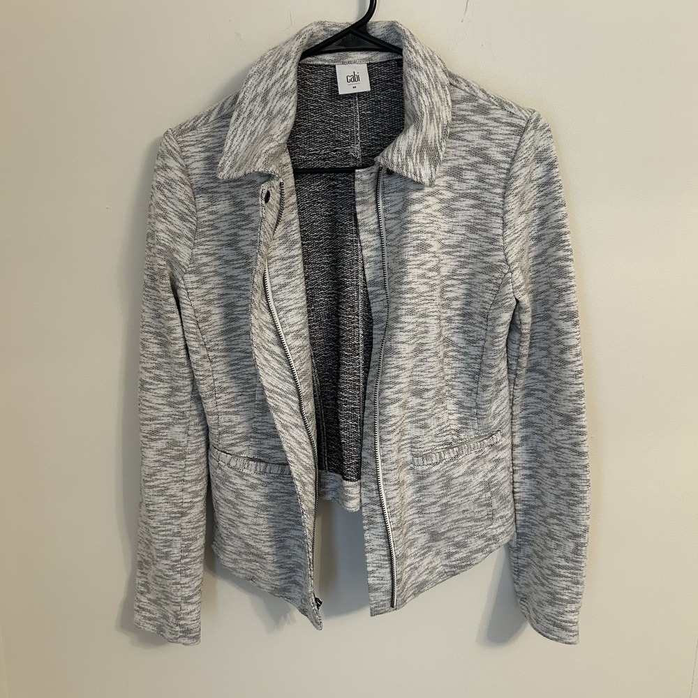 Cabi Neo Moto Sweater Jacket Light Heathered Gray Zip Up Style 5102 Size‎ XS